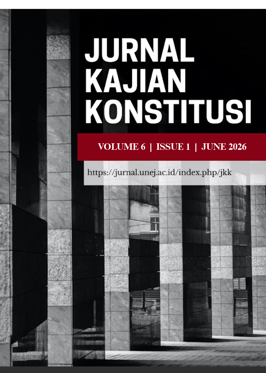 					View Vol. 6 No. 1 (2026): JURNAL KAJIAN KONSTITUSI
				